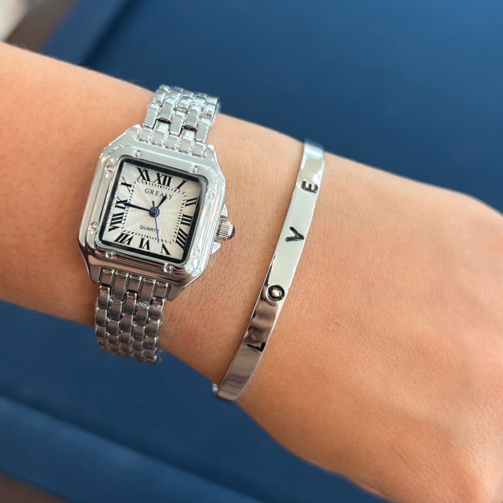 Panthere classic Silver Watch & LOVE Bracelet Set - Timeless Style - Picture 4 of 7